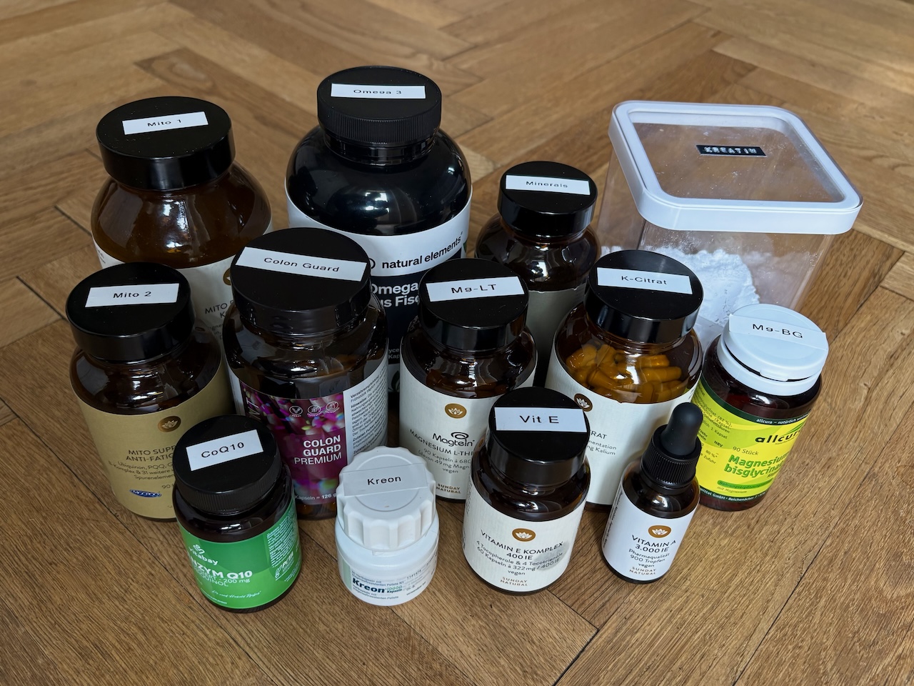 My daily arsenal of supplements